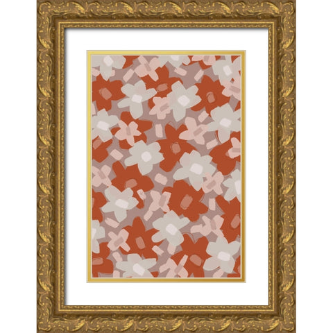 Cute Flowers Gold Ornate Wood Framed Art Print with Double Matting by Treechild