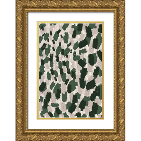 Green Dabs Gold Ornate Wood Framed Art Print with Double Matting by Treechild