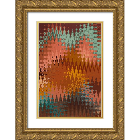 Maroccan Pattern Gold Ornate Wood Framed Art Print with Double Matting by Treechild