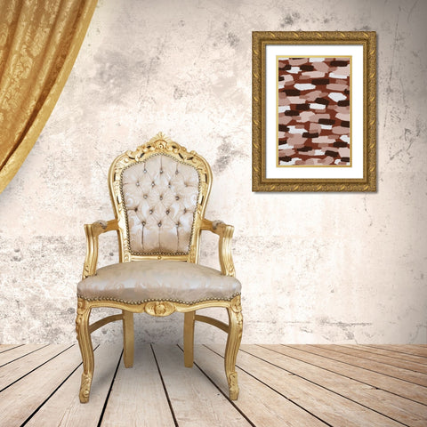 Brown Beige Strokes Gold Ornate Wood Framed Art Print with Double Matting by Treechild