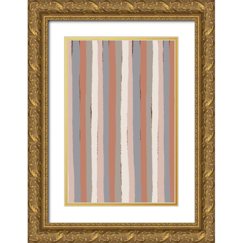 Pastel Stripes Gold Ornate Wood Framed Art Print with Double Matting by Treechild