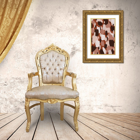 Thick Brown Strokes Gold Ornate Wood Framed Art Print with Double Matting by Treechild