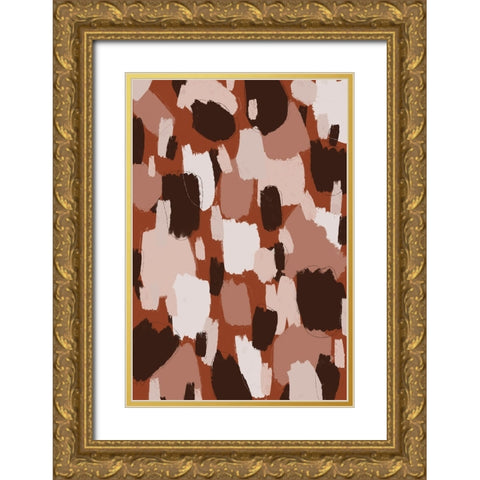 Thick Brown Strokes Gold Ornate Wood Framed Art Print with Double Matting by Treechild