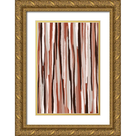 Pastel Thin Stripes Gold Ornate Wood Framed Art Print with Double Matting by Treechild