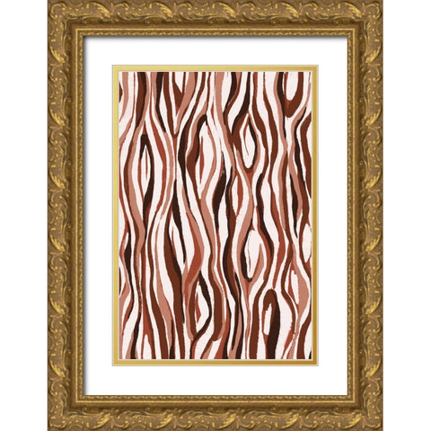 Pastel Tiger Gold Ornate Wood Framed Art Print with Double Matting by Treechild