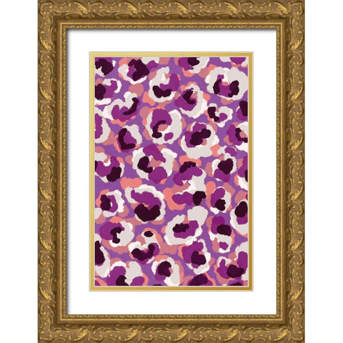Viola Pattern Gold Ornate Wood Framed Art Print with Double Matting by Treechild