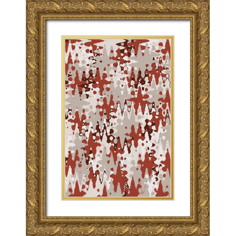 Liquid Beige Brown Pattern Gold Ornate Wood Framed Art Print with Double Matting by Treechild