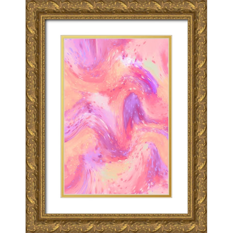 Pastel Space Pattern Gold Ornate Wood Framed Art Print with Double Matting by Treechild