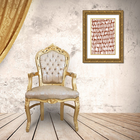 Simple White Strokes Gold Ornate Wood Framed Art Print with Double Matting by Treechild