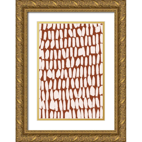 Simple White Strokes Gold Ornate Wood Framed Art Print with Double Matting by Treechild