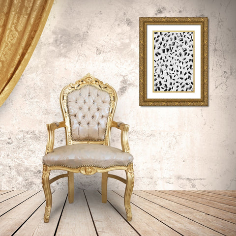 Black And White Little Strokes Gold Ornate Wood Framed Art Print with Double Matting by Treechild