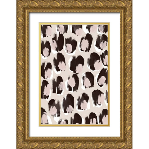 Big Brown And Beige Dots Gold Ornate Wood Framed Art Print with Double Matting by Treechild