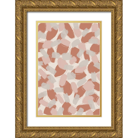 Soft Pastel Brush Strokes Gold Ornate Wood Framed Art Print with Double Matting by Treechild