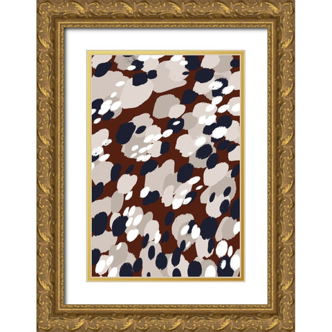 Berry Pattern Gold Ornate Wood Framed Art Print with Double Matting by Treechild
