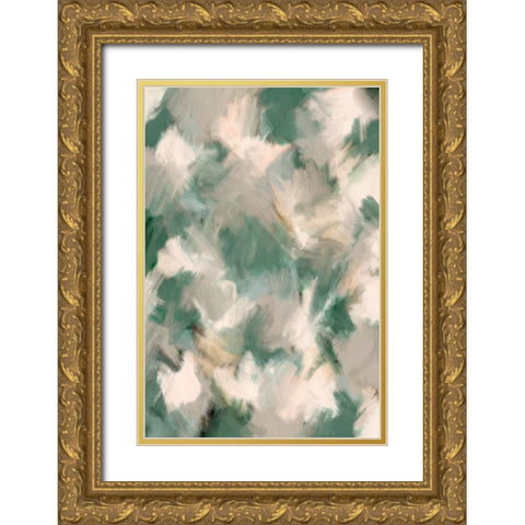 Wiped Jungle Pattern Gold Ornate Wood Framed Art Print with Double Matting by Treechild