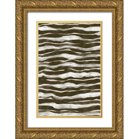 Geen Watercolor Waves Gold Ornate Wood Framed Art Print with Double Matting by Treechild