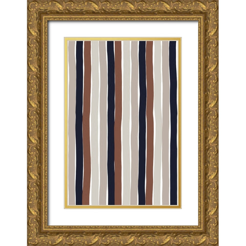 Gentle Color Stripes Gold Ornate Wood Framed Art Print with Double Matting by Treechild