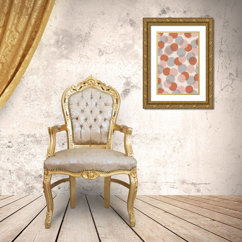 Pastel Dots Gold Ornate Wood Framed Art Print with Double Matting by Treechild