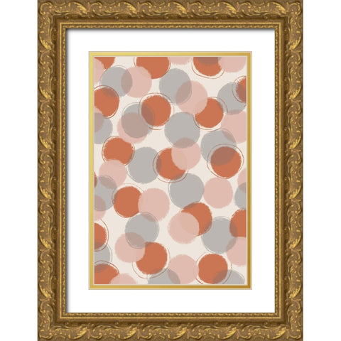 Pastel Dots Gold Ornate Wood Framed Art Print with Double Matting by Treechild