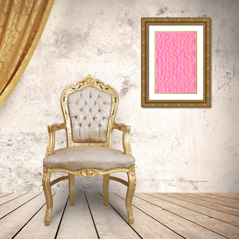 Pink Silk Pattern Gold Ornate Wood Framed Art Print with Double Matting by Treechild