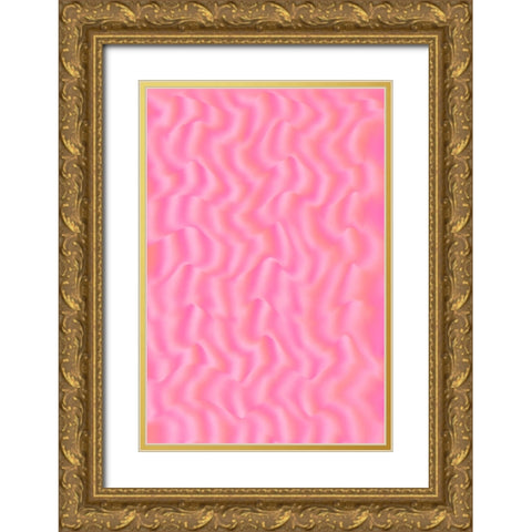 Pink Silk Pattern Gold Ornate Wood Framed Art Print with Double Matting by Treechild