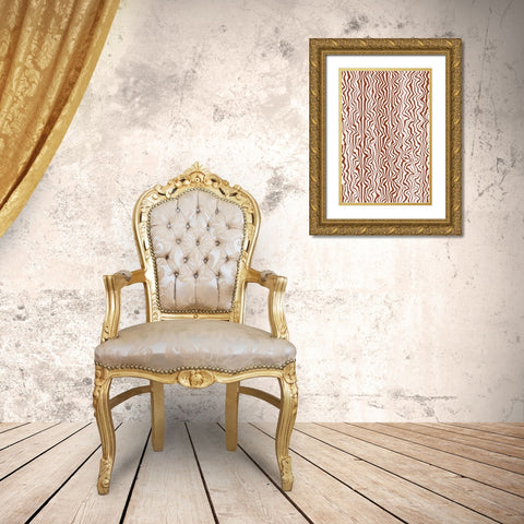 Liquid Beige Stripes Pattern Gold Ornate Wood Framed Art Print with Double Matting by Treechild