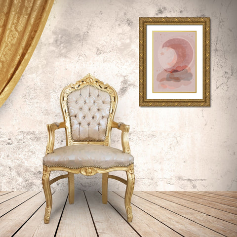 Gentle Moon Gold Ornate Wood Framed Art Print with Double Matting by Treechild