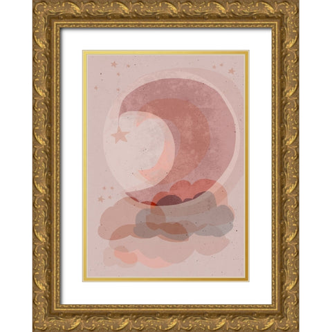 Gentle Moon Gold Ornate Wood Framed Art Print with Double Matting by Treechild