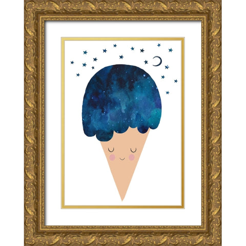 Sleep Well Gold Ornate Wood Framed Art Print with Double Matting by Treechild