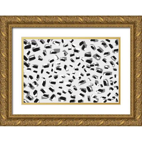 Short Strokes Square Gold Ornate Wood Framed Art Print with Double Matting by Treechild