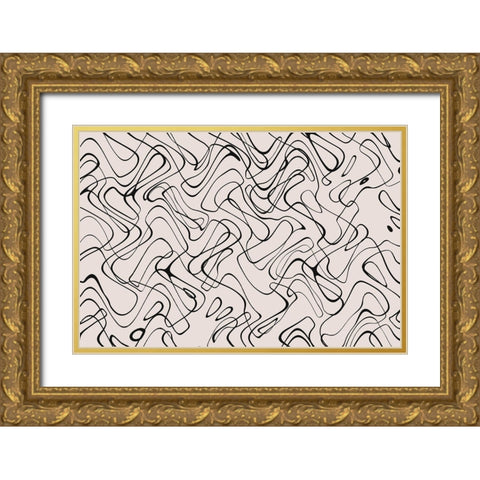 Thin Shakey Lines Square Gold Ornate Wood Framed Art Print with Double Matting by Treechild