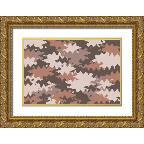 Shaky Pastel Pattern Square Gold Ornate Wood Framed Art Print with Double Matting by Treechild