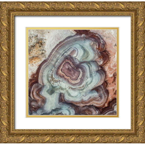 Blue bubble Gold Ornate Wood Framed Art Print with Double Matting by Wang, Rui