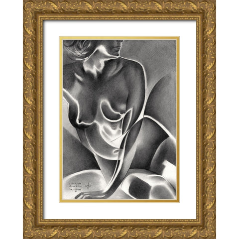 Solarised Roundism - 16-06-22 Gold Ornate Wood Framed Art Print with Double Matting by Akkers, Corne