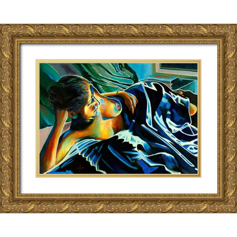 Blue Velvet - 09-07-22 Gold Ornate Wood Framed Art Print with Double Matting by Akkers, Corne