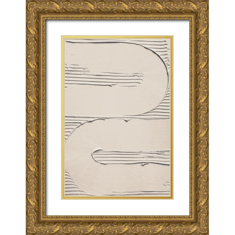 Mud Texture 11 Beige Gold Ornate Wood Framed Art Print with Double Matting by Pictufy Studio III