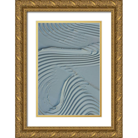 Mud Texture 15 Blue Gold Ornate Wood Framed Art Print with Double Matting by Pictufy Studio III