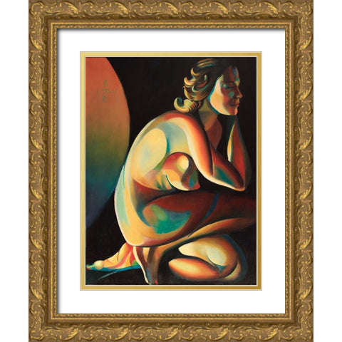 Roundism - 10-02-22 Gold Ornate Wood Framed Art Print with Double Matting by Akkers, Corne