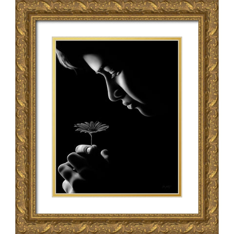Fille Fleur Gold Ornate Wood Framed Art Print with Double Matting by Amihere, Lord