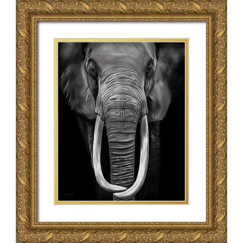 Loxodonta Gold Ornate Wood Framed Art Print with Double Matting by Amihere, Lord