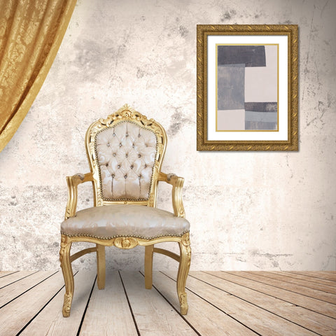 Gray Blocks #1 Gold Ornate Wood Framed Art Print with Double Matting by Galitsyna, Alisa