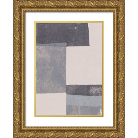 Gray Blocks #1 Gold Ornate Wood Framed Art Print with Double Matting by Galitsyna, Alisa