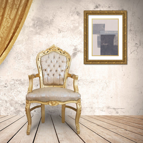 Gray Blocks #2 Gold Ornate Wood Framed Art Print with Double Matting by Galitsyna, Alisa