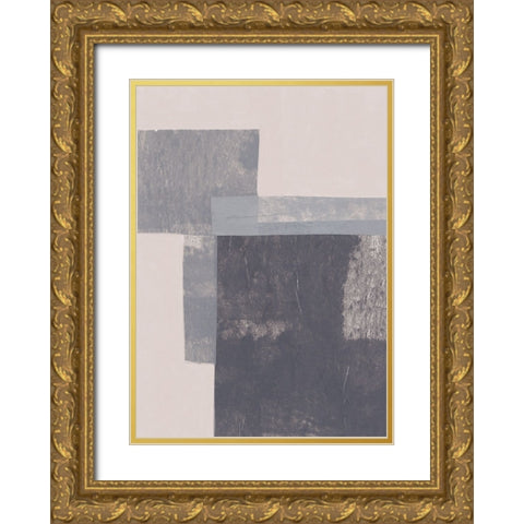 Gray Blocks #2 Gold Ornate Wood Framed Art Print with Double Matting by Galitsyna, Alisa