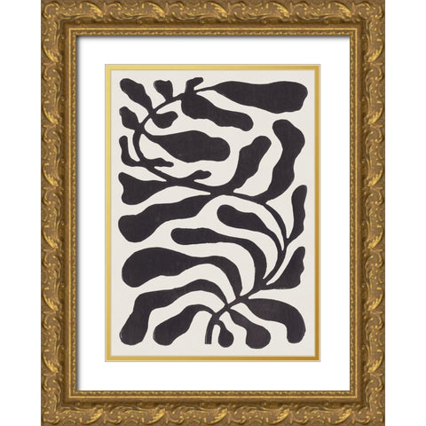 One Hundred-Leaved Plant #21 / Lino Print Gold Ornate Wood Framed Art Print with Double Matting by Galitsyna, Alisa