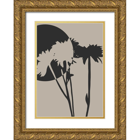 Abstract Flower 01 Gold Ornate Wood Framed Art Print with Double Matting by Unsoy, Eda