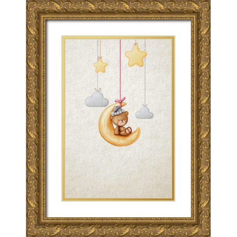 Dreamy Teddy Gold Ornate Wood Framed Art Print with Double Matting by Thai, Xuan