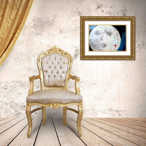 Moon Gold Ornate Wood Framed Art Print with Double Matting by Belickiene, Julija