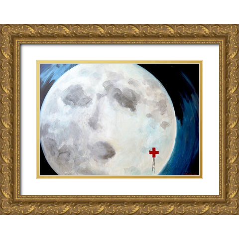 Moon Gold Ornate Wood Framed Art Print with Double Matting by Belickiene, Julija