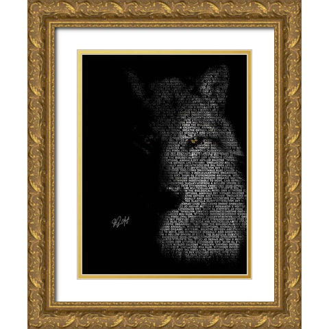 Wolf Gold Ornate Wood Framed Art Print with Double Matting by Oladapo, Ojenike